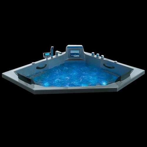 Hydra Large Corner Sunken Whirlpool Bath With TV. 1700x1700mm.