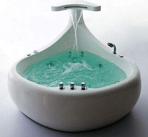 Hydra Whale Corner Whirlpool Bath With Waterfall Shower. 1500x1500mm.