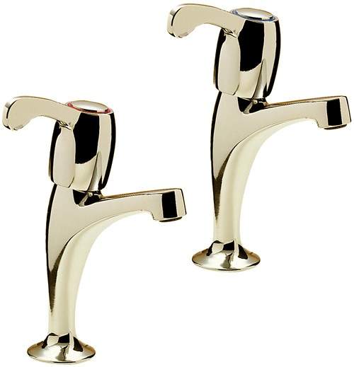 Tre Mercati Kitchen Capri High Neck Kitchen Taps With Lever Heads (Gold).