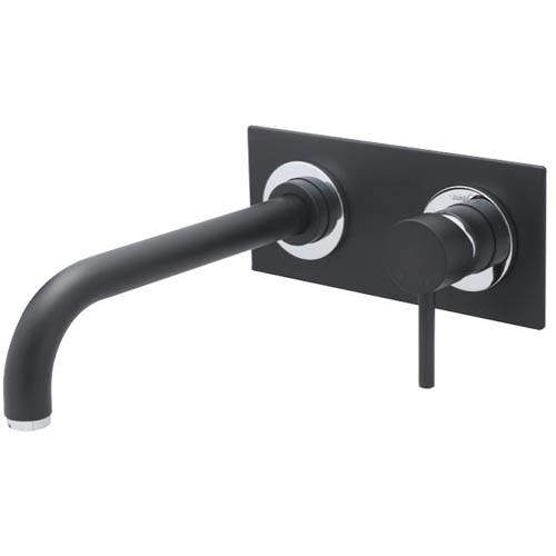 Tre Mercati Milan Wall Mounted Bath Filler Tap (260mm Spout, Matt Black).