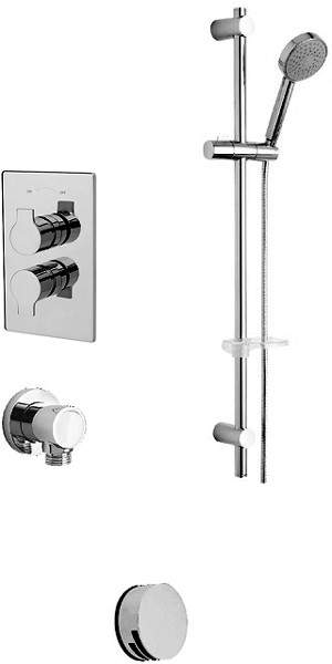 Tre Mercati Angle Twin Thermostatic Shower Valve With Slide Rail & Bath Filler.