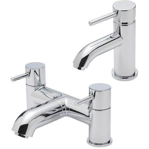 Tre Mercati Milan Mono Basin & Pillar Bath Filler Tap Pack (Chrome).