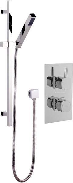 Hudson Reed Kia Twin Thermostatic Shower Valve, Slide Rail & Handset.