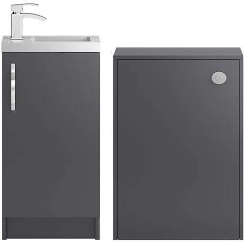 HR Apollo Compact Vanity Unit 400mm, Basin & WC Unit 600mm (Grey).