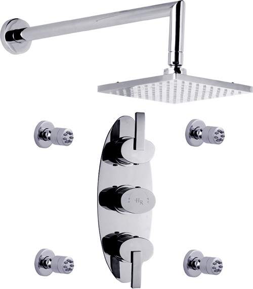 Hudson Reed Arina Triple Concealed Thermostatic Shower Valve, Head & Jets.