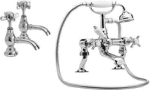 Nuie Beaumont Basin & Bath Shower Mixer Tap Pack (Chrome).