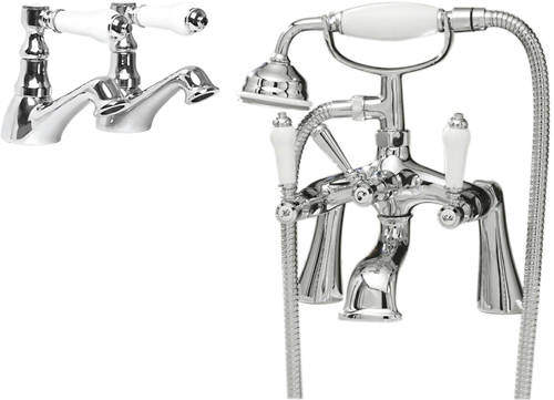 Ultra Bloomsbury Basin & Bath Shower Mixer Tap Pack (Chrome).