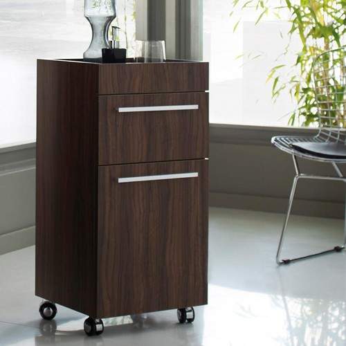 Ultra Glide Bathroom Storage Cabinet On Wheels (Walnut).