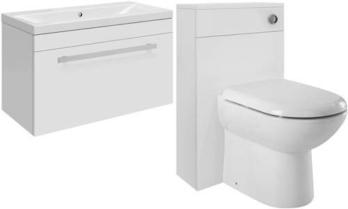 Ultra Design 600mm Vanity Unit Suite With BTW Unit, Pan & Seat (White).