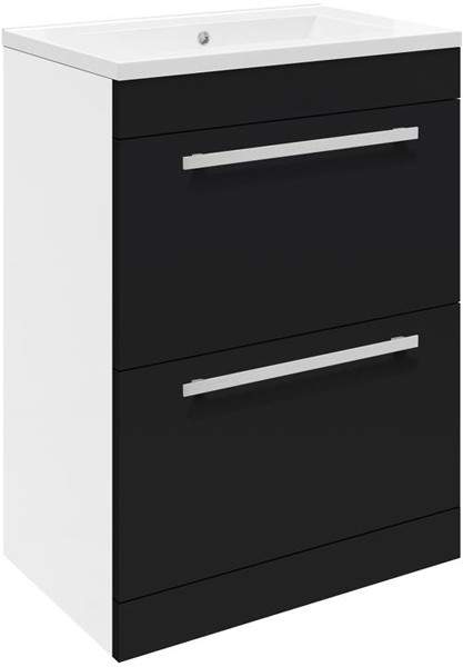 Ultra Design Vanity Unit With Option 1 Basin (Black). 594x800mm.