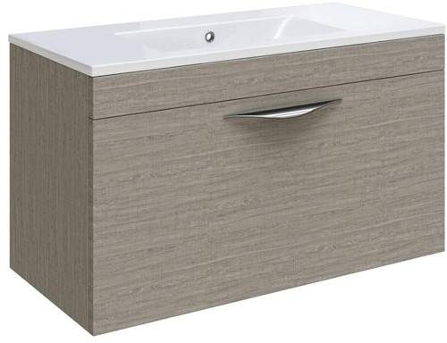 Hudson Reed Memoir 600 Wall Hung Vanity Unit & 120 Basin (Blonde Oak).