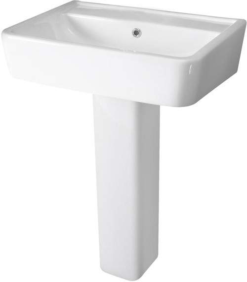 Hudson Reed Ceramics Basin & Full Pedestal (1 Tap Hole, 600mm).