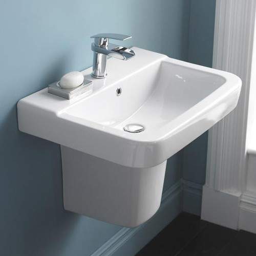 Hudson Reed Ceramics Basin & Semi Pedestal (1 Tap Hole, 650mm).