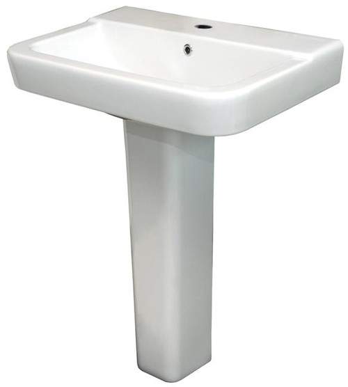 Hudson Reed Ceramics Basin & Full Pedestal (1 Tap Hole, 650mm).