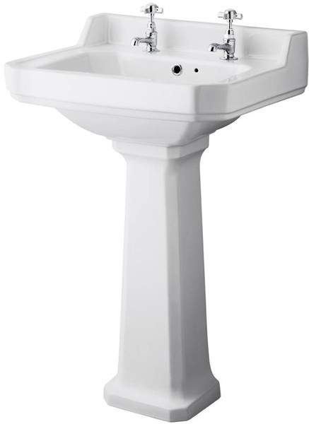 Ultra Lewiston Traditional Basin & Full Pedestal (2 Tap Hole, 560mm).