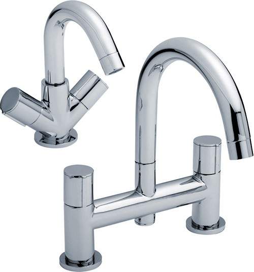 Ultra Ecco Basin Mixer & Bath Filler Tap Set (Chrome).