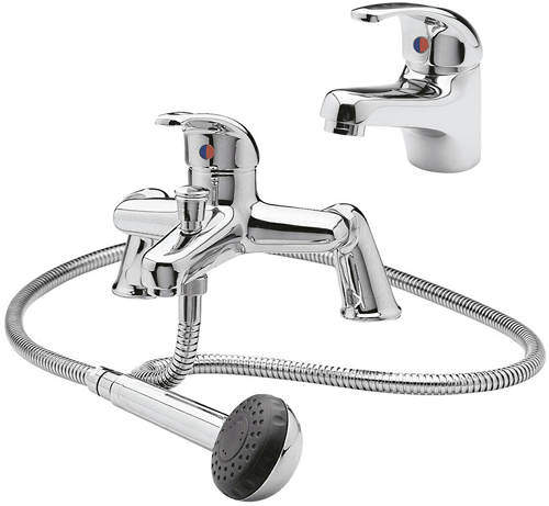 Nuie Eon Bath Shower Mixer & Mono Basin Tap Pack (Chrome).