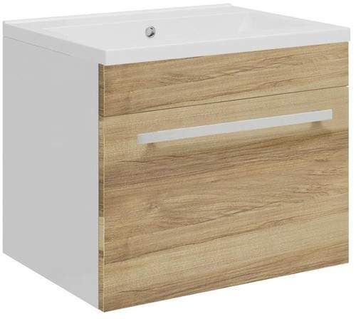 Ultra Design Compact Wall Hung Vanity Unit & Basin (Walnut). 494x399.