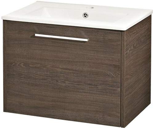 Hudson Reed Horizon 600mm Wall Hung Vanity Unit & Basin (Mid Sawn Oak).