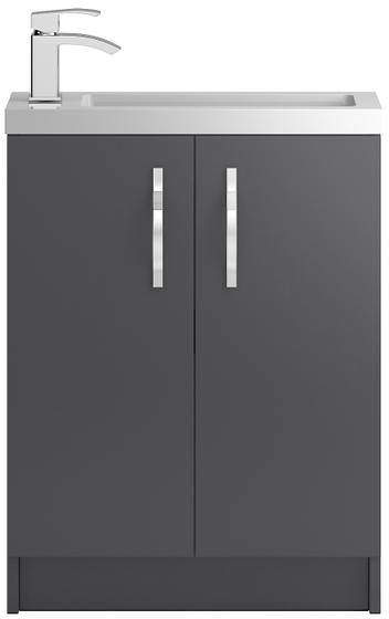 HR Apollo Compact Floor Standing Vanity Unit & Basin (600mm, Grey).