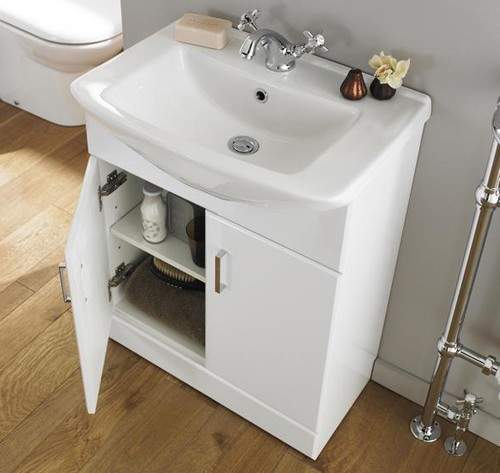 Nuie Marvel 550mm Vanity Unit With Ceramic Basin (White).