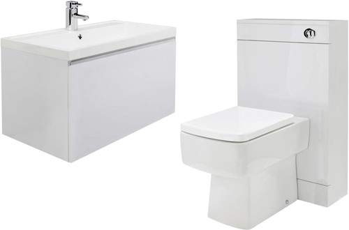 Premier Tribute 800mm Vanity Unit Suite With BTW Unit, Pan & Seat (White).