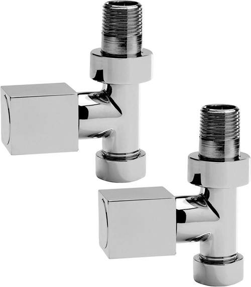 Towel Rails Straight Radiator Valves With Square Handles (Pair).