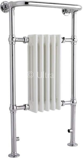 Ultra Radiators Grosvenor Heated Towel Rail (Chrome & White). 540x965mm.