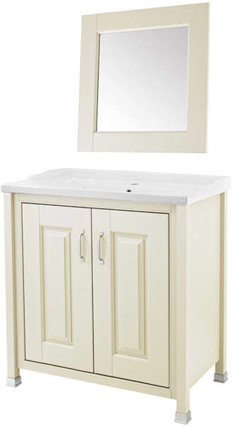 Old London Furniture 800mm Vanity & 600mm Mirror Pack (Ivory).