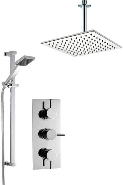 Crown Showers Shower Set With Square Handset & Square Head (300x300mm).