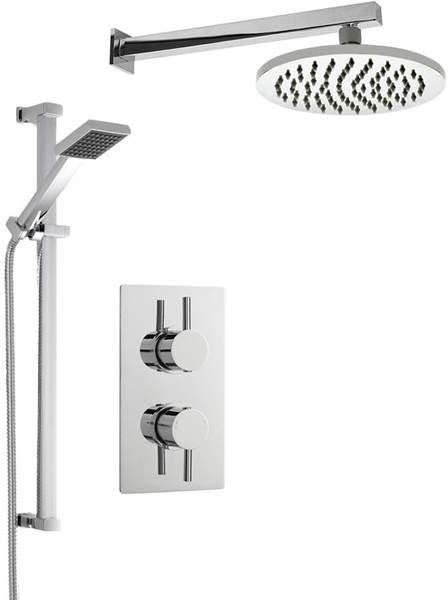 Crown Showers Shower Set With Square Handset & Round Head (200mm).