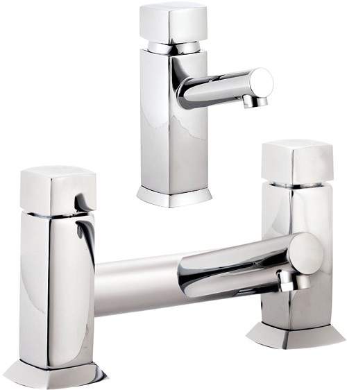 Hudson Reed Jule Basin Mixer & Bath Filler Tap Set (Chrome).