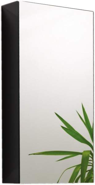 Hudson Reed Quintus Mirror Bathroom Cabinet (Black).  380x730x130mm.