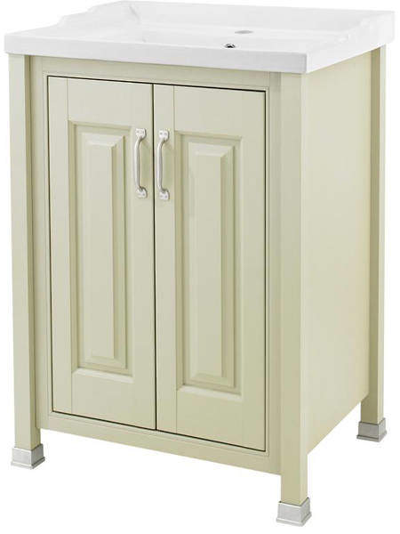 Old London Furniture Vanity Unit & Ceramic Basin 600mm (Pistachio).