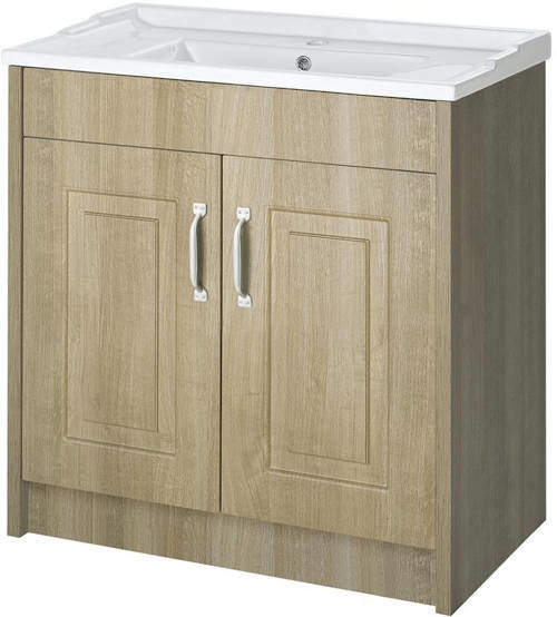 Old London York Vanity Unit & Ceramic Basin 800mm (Oak).