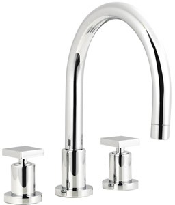 Ultra Milo 3 Tap hole bath filler with swivel spout.