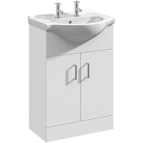 Nuie Furniture Floor Standing Vanity Unit 550mm (2TH, White).