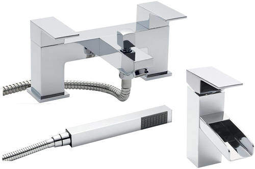 Ultra Prospa Waterfall Basin & Bath Filler Tap Set (Chrome).