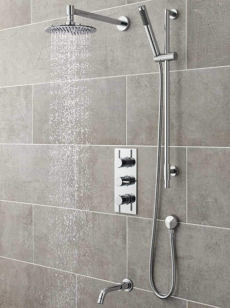 Nuie Quest Quest Thermostatic Shower Valve, Head, Slide Rail & Bath Filler.