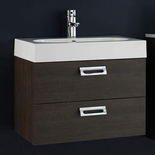 Ultra Asset Wall Mounted Vanity Unit With Basin (Dark Oak). 600Wx490Hmm.