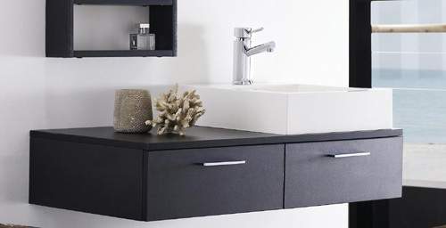 Hudson Reed Levity Wall Hung Vanity Unit & Basin (Black Wood).