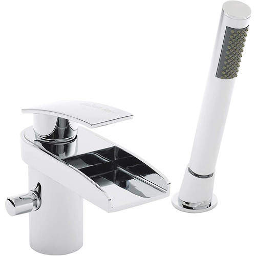 Hudson Reed Rhyme 2 Hole Waterfall Bath Shower Mixer Tap (Free Shower Kit).