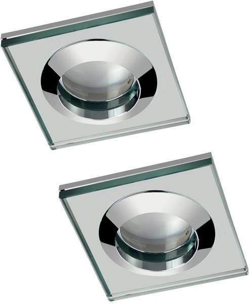 Hudson Reed Lighting 2 x Square Shower Light Fitting (240v, Glass & Chrome).