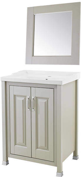 Old London Furniture 600mm Vanity & 600mm Mirror Pack (Stone Grey).