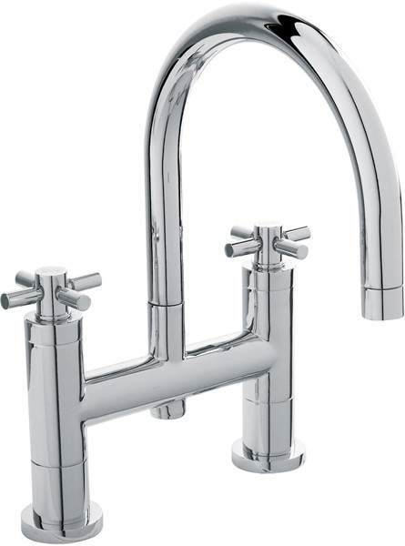 Hudson Reed Tec Bath Filler Tap With Large Swivel Spout & Cross Handles.