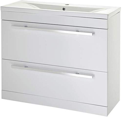 Premier Eden Vanity Unit With Door & Drawer & Basin (White). 1000x800.