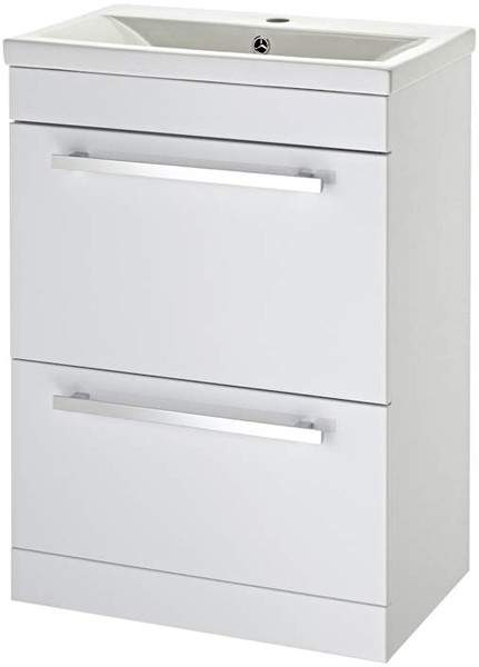 Premier Eden Vanity Unit With Door & Drawer & Basin (White). 600x800mm.