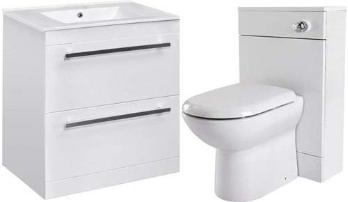 Premier Cardinal 1000mm Vanity Unit Suite With BTW Unit, Pan & Seat (White).