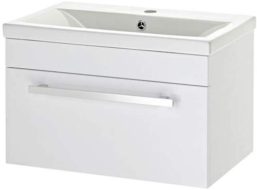 Premier Eden Wall Mounted Vanity Unit With Door (White). 600x350mm.