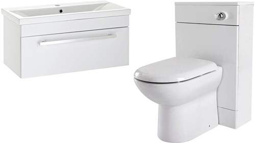 Premier Eden 800mm Vanity Unit Suite With BTW Unit, Pan & Seat (White).